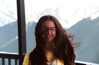 ba 029  Windblown Jessica on the Sulphur Mountain summit  &#169; 2017 All Rights Reserved