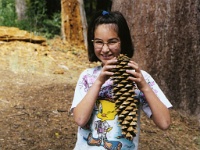 490  Jessica with a huge pine cone in Sequoia National Park  &#169; 2017 All Rights Reserved