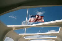 Hw015  The Stars and Stripes flying at half mast at the USS Arizona Memorial  &#169; 2017 All Rights Reserved