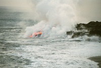 Hw294  Lava flowing into the ocean in Hawaii Volcanoes National Park  &#169; 2017 All Rights Reserved