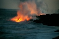 Hw301  Glowing lava flowing into the ocean  &#169; 2017 All Rights Reserved