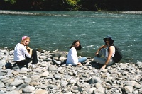 sv2k0125  Michelle, Jessica, and Carol at the edge of the Hoh River  &#169; 2017 All Rights Reserved