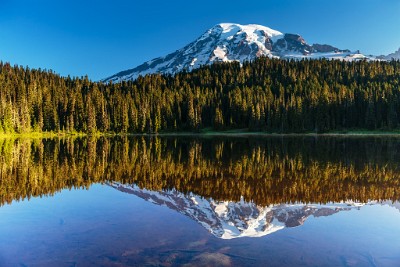 ZY9A0579  Mount  Rainier from Reflection Lake after mist burn-off  &#169;  All Rights Reserved